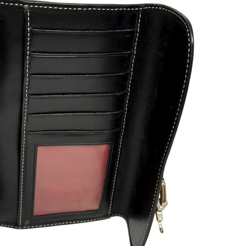 Vintage Dooney & Bourke Black DB Monogram Logo Lock Wallet‎ Organizer Clutch